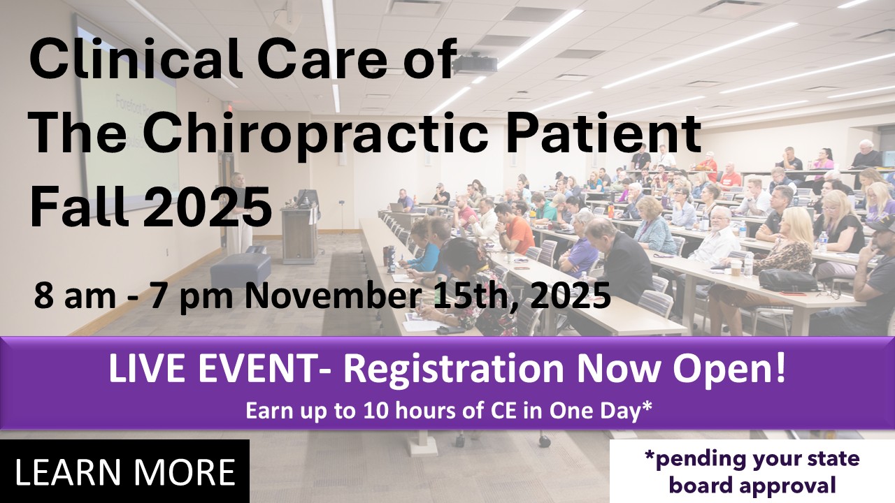 Clinical Care of the Chiropractic Patient June 2025